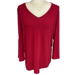 Susan Graver Women’s Medium Red Blouse w/ Lace Arms